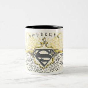 Caneca De Café Em Dois Tons Superman Estilizado   Logotipo de Comboios Desenha