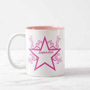 Caneca De Café Em Dois Tons Superstar Swirls Mug, Rosa Brilhante