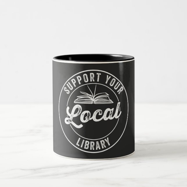 Caneca De Café Em Dois Tons suporte à biblioteca localY Square Sticker (Centro)
