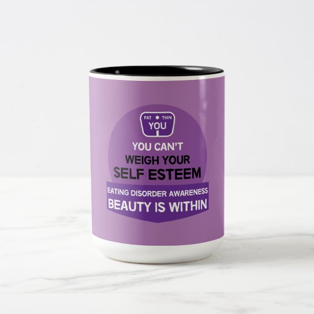 Caneca De Café Em Dois Tons Suporte a distúrbios alimentares (Centro)