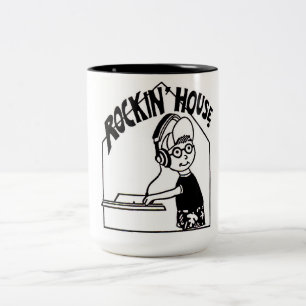 Caneca De Café Em Dois Tons Suporte de Java da casa de Rockin