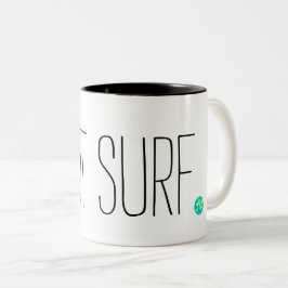 Caneca De Café Em Dois Tons Surf com a onda verde