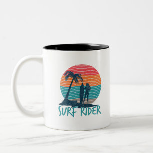 Caneca De Café Em Dois Tons Surf Rider-Surfando as ondas-surfe-Onda grande