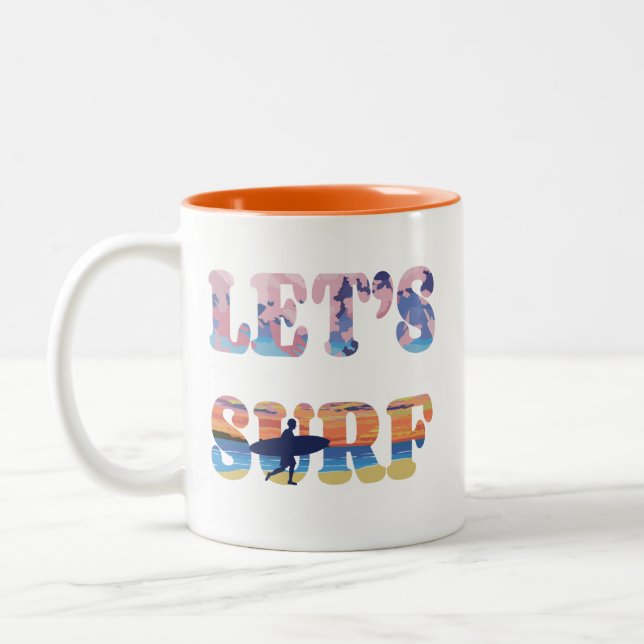 Caneca De Café Em Dois Tons Surf vamos (Esquerda)