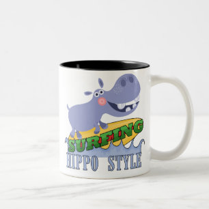 Caneca De Café Em Dois Tons Surfer Hippopotamus
