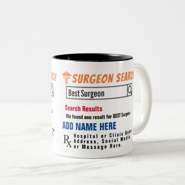 Caneca De Café Em Dois Tons Surgeon Search Gift Mug (Frente Esquerda)