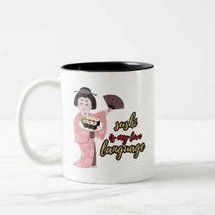 Caneca De Café Em Dois Tons sushi ama t-shirt design