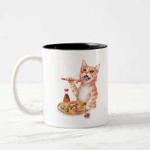Caneca De Café Em Dois Tons Sushi Cat