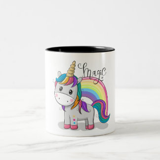 Caneca De Café Em Dois Tons Süßes Einhorn Unicorn mit großen Augen