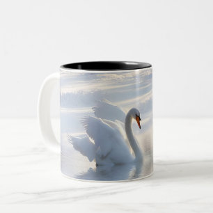 Caneca De Café Em Dois Tons Swan em neve linda