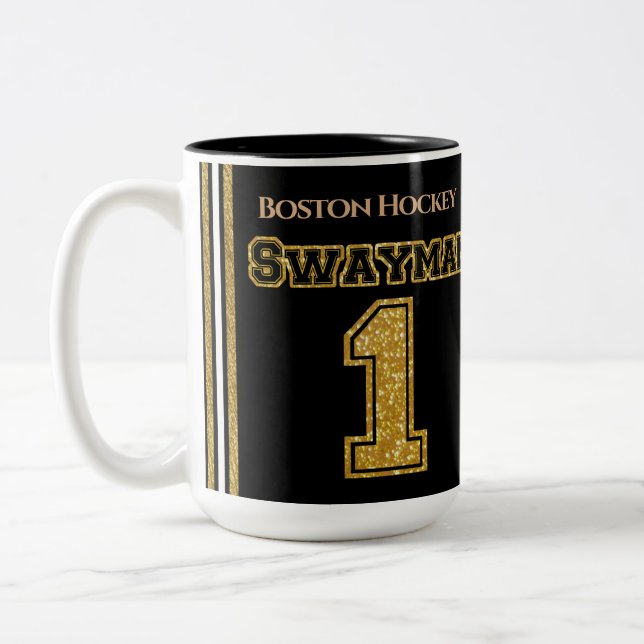 Caneca De Café Em Dois Tons Swayman de Hóquei em Boston 1 (Esquerda)