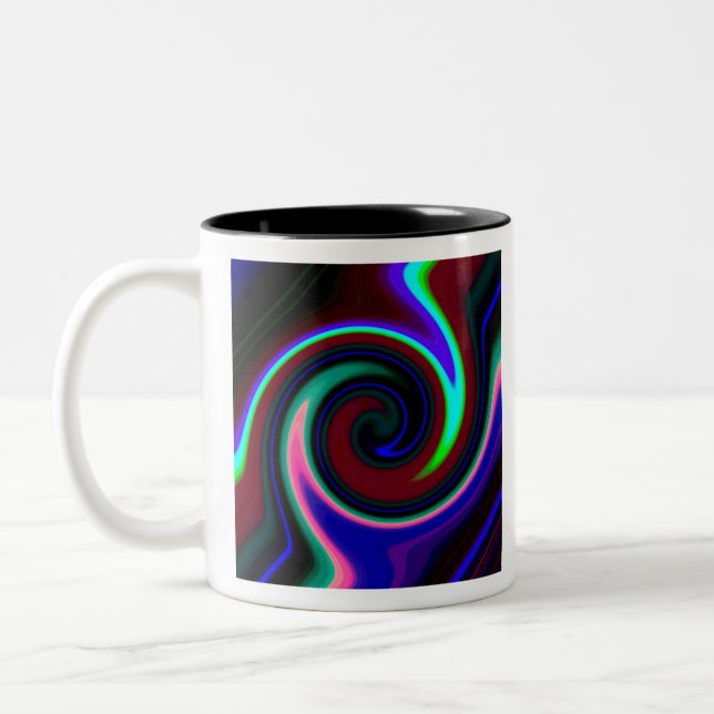 Caneca De Café Em Dois Tons Swirl Retro Neon (Esquerda)