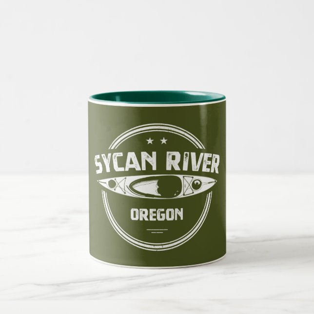 Caneca De Café Em Dois Tons Sycan River Oregon Kayaking (Centro)