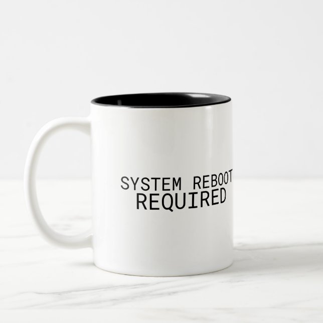 Caneca De Café Em Dois Tons System Reboot Required Minimalist  (Esquerda)