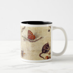 Caneca De Café Em Dois Tons T31567 um estudo de vários insetos, fruta e Anima