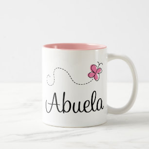 Caneca De Café Em Dois Tons T cor-de-rosa do presente de Abuela da borboleta
