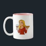 Caneca De Café Em Dois Tons T-Shirt<br><div class="desc">Blonde enjoying wine and pizza</div>