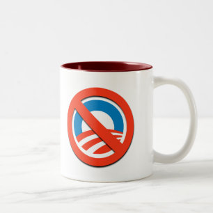 Caneca De Café Em Dois Tons T-shirt de Anti-Obama, botões, etiquetas
