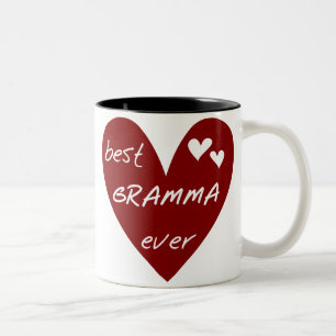 Caneca De Café Em Dois Tons T-shirt e presentes de Gramma do coração vermelho