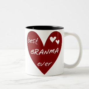 Caneca De Café Em Dois Tons T-shirt e presentes de Granma do coração vermelho