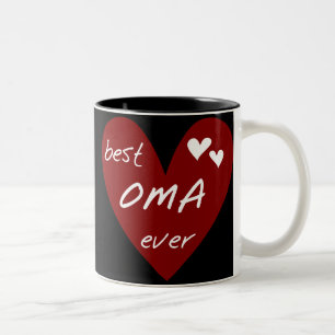 Caneca De Café Em Dois Tons T-shirt e presentes de Oma do coração vermelho os
