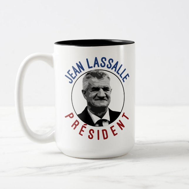 Caneca De Café Em Dois Tons T-shirt Jean Lassalle Président 2022 (Esquerda)