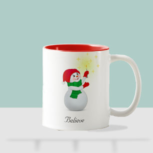Caneca De Café Em Dois Tons T-Shirt Snowman de Natal