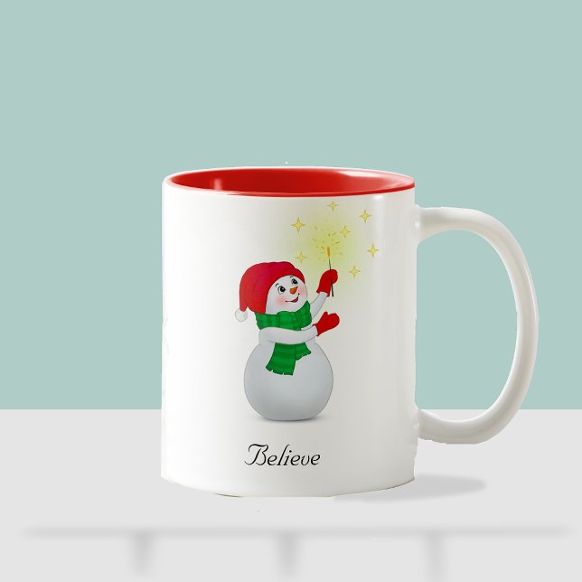 Caneca De Café Em Dois Tons T-Shirt Snowman de Natal (Criador carregado)