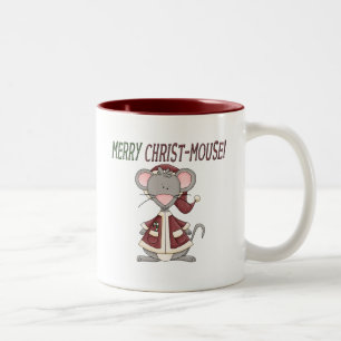 Caneca De Café Em Dois Tons T-shirts e presente do rato Cristo de feliz