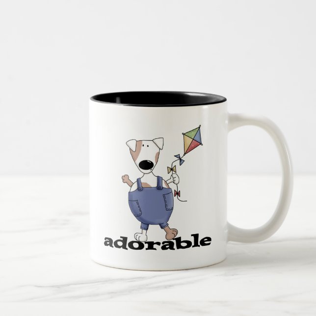 Caneca De Café Em Dois Tons T-shirts e presentes de cães adoráveis (Direita)