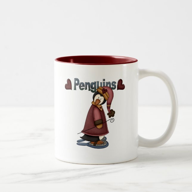 Caneca De Café Em Dois Tons T-shirts e presentes de pinguim-neve (Direita)