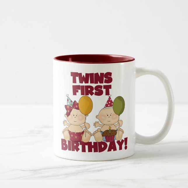 Caneca De Café Em Dois Tons T-shirts e presentes gêmeos primeiros aniversarios (Direita)
