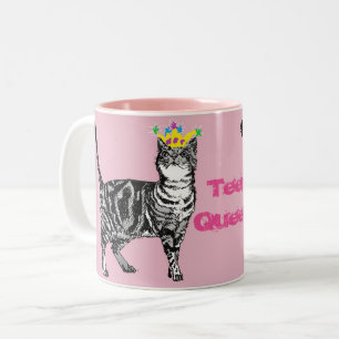 Caneca De Café Em Dois Tons Tabby Cat Engraçado Adolescente Rainha Gente pres