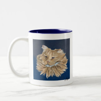 Caneca De Café Em Dois Tons Tabby Dourado Pintado à Mão Impressão de Gato na C