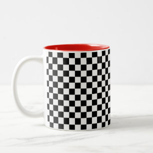 Caneca De Café Em Dois Tons Tabuleiro de damas clássico preto e branco