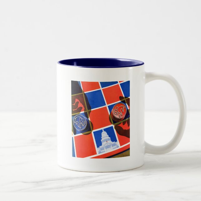 Caneca De Café Em Dois Tons Tabuleiro de damas da eleição (Direita)