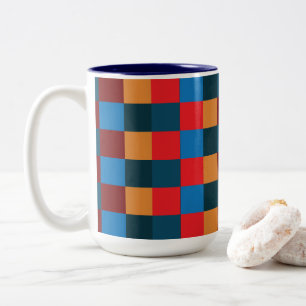 Caneca De Café Em Dois Tons Tabuleiro de Xadrez Xadrezado Cor Moderna