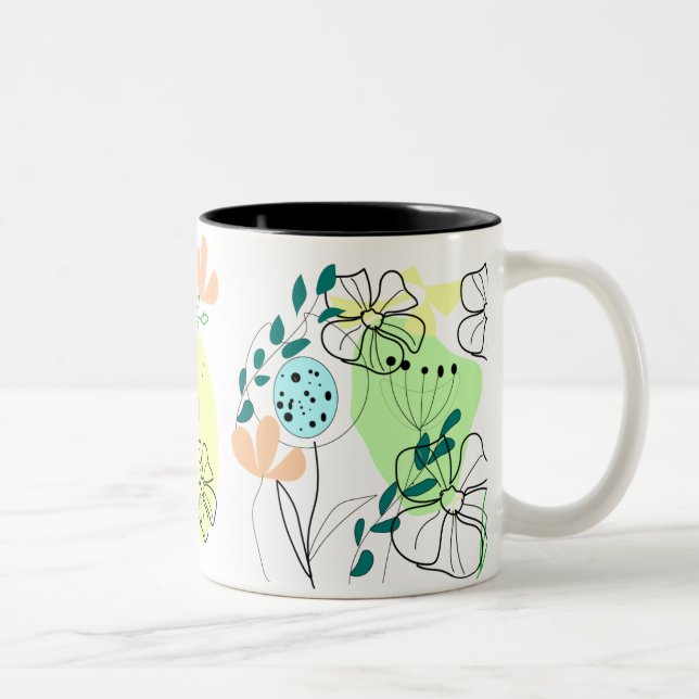 Caneca De Café Em Dois Tons Taça de Café Botânica Vibrante (Direita)