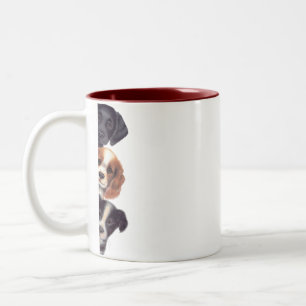 Caneca De Café Em Dois Tons Taça de Café de Peeking Cães