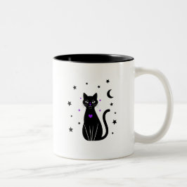 Caneca De Café Em Dois Tons Taça de Café Preta de Pico com Gato Negro