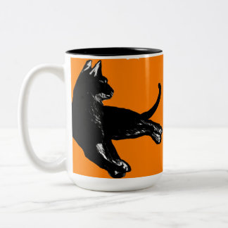 Caneca De Café Em Dois Tons Taça de Halloween de Gato Negro