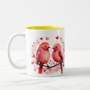 Caneca De Café Em Dois Tons Taça de Pássaros de Amor Pacífico