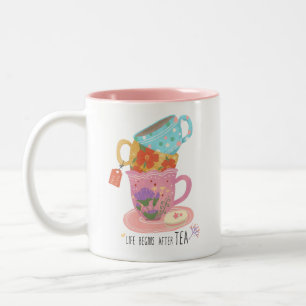 Caneca De Café Em Dois Tons Taça de Tea Floral Quote Vintage