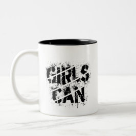 Caneca De Café Em Dois Tons Taça do Café: Meninas Conseguem Distorcer design