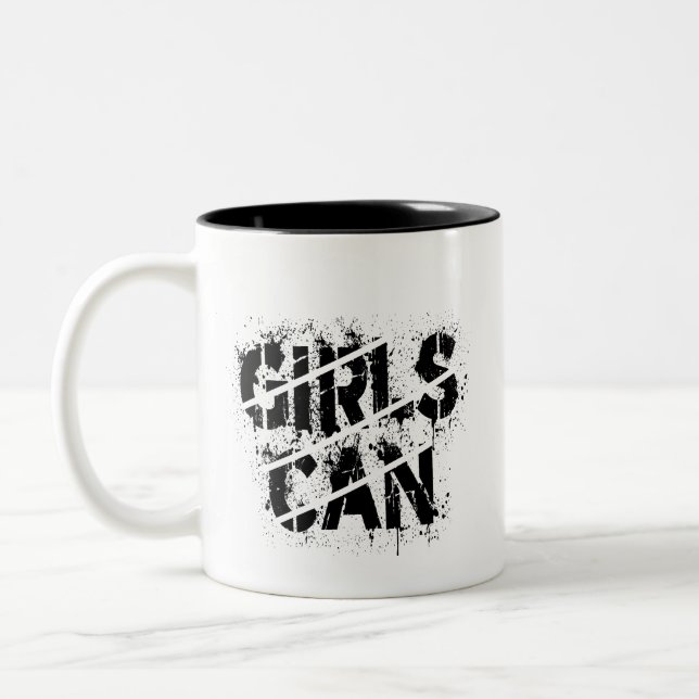 Caneca De Café Em Dois Tons Taça do Café: Meninas Conseguem Distorcer design (Esquerda)