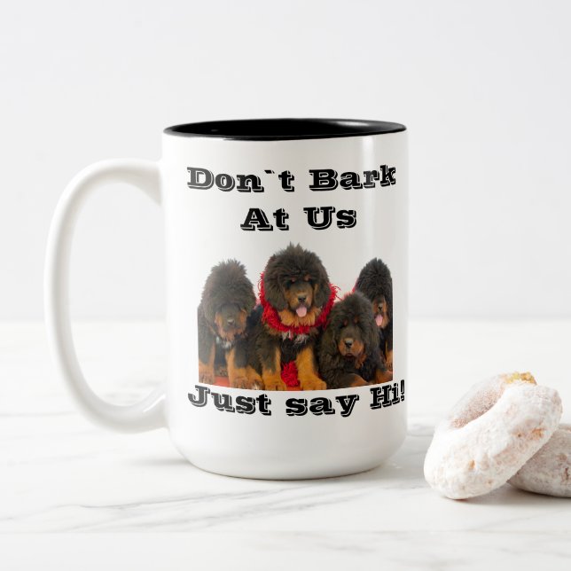 Caneca De Café Em Dois Tons Taça do Mastim Tibetano (Com Donut)