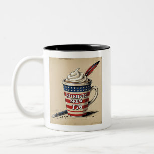 Caneca De Café Em Dois Tons Taça Patriótica de Café de Brew de 1776 Única com 