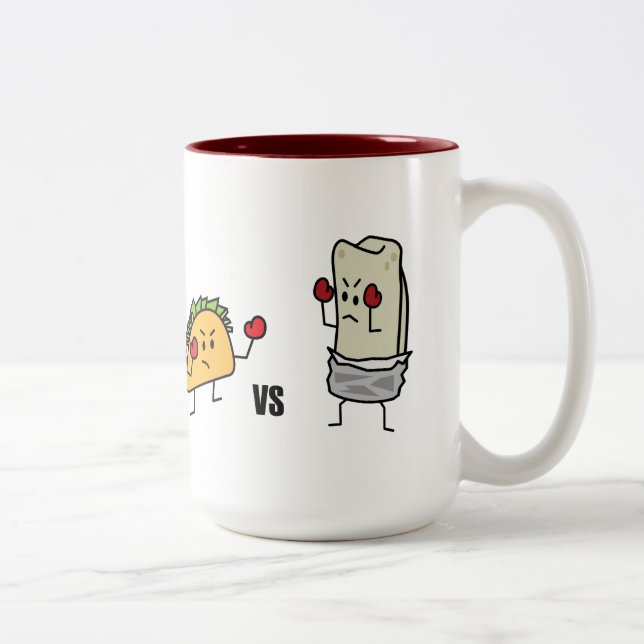 Caneca De Café Em Dois Tons Taco contra o burrito (Direita)