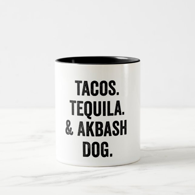 Caneca De Café Em Dois Tons Tacos Tequila E Akbash Dog Engraçados (Centro)