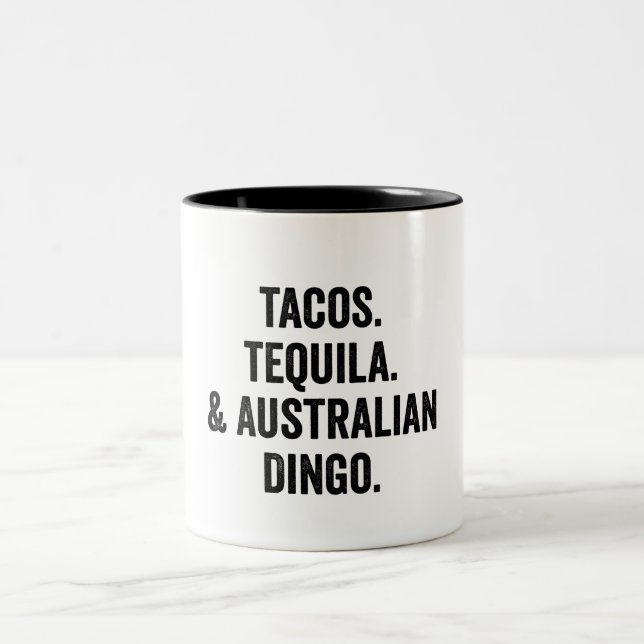 Caneca De Café Em Dois Tons Tacos Tequila E Dingo Funny Australiano (Centro)